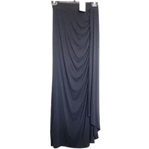 XS•NWT•KISMET•BLACK RUCHED MAXI SKIRT W HIGH SIDE SLIT•